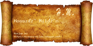 Hosszú Milán névjegykártya
